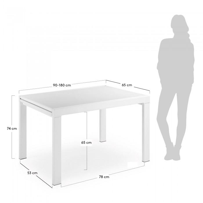 Mesa extensible Norfolk 90(180)x65 cm, blanco