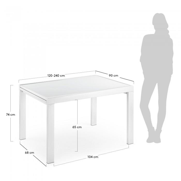 Mesa extensible Norfolk 120(240)x90 cm, blanco