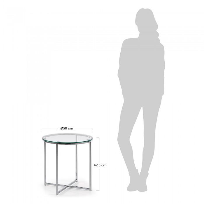 Mesa de centro Divid 50 cm, cristal transparente