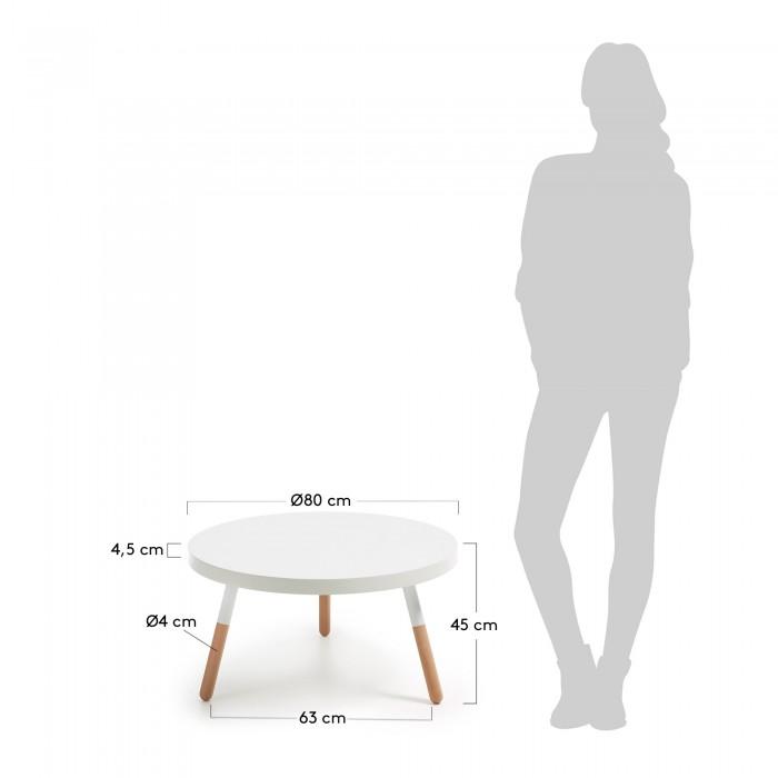 Mesa de centro Kirb 80 cm, blanco