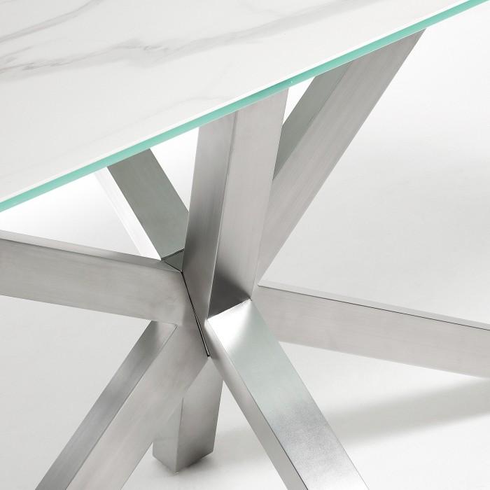 Mesa New Argo 180x90, Inox. Mate y Kalos blanco