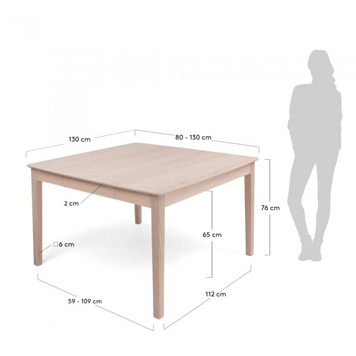 Mesa extensible Diane, 80(130)x130 cm