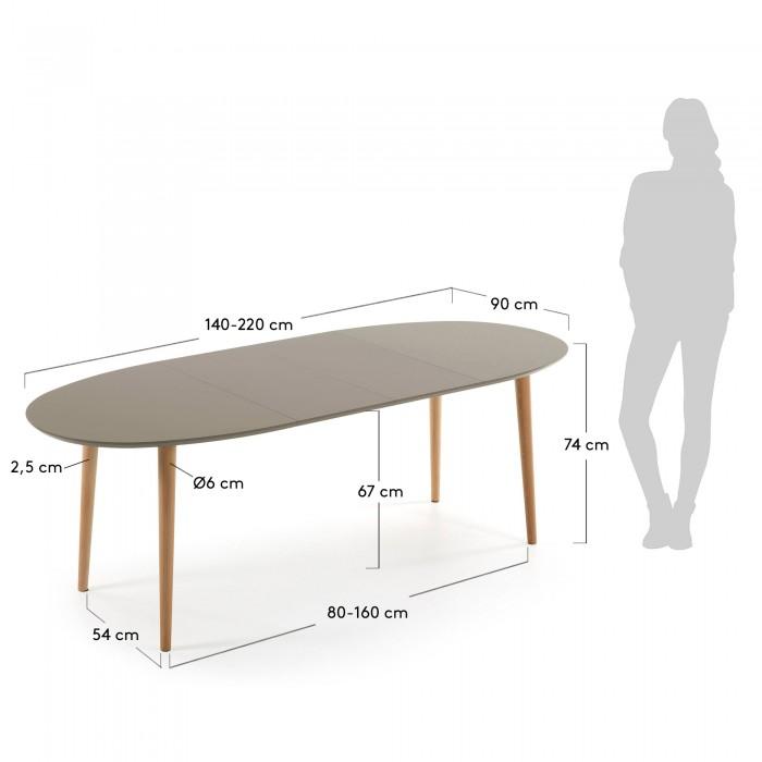Mesa extensible Oqui ovalada 140-220 cm