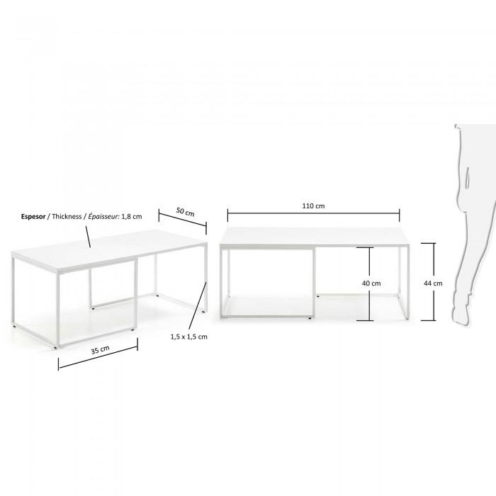 Mesa de centro Munch 110x50cm, blanco