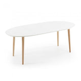Mesa extensible Oqui ovalada 120(200)x90cm, natural y blanco