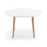 Mesa extensible Oqui ovalada 120(200)x90cm, natural y blanco