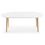 Mesa extensible Oqui ovalada 120(200)x90cm, natural y blanco