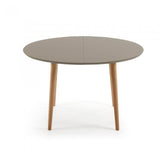 Mesa extensible Oqui ovalada 120-200 cm, natural y marrón