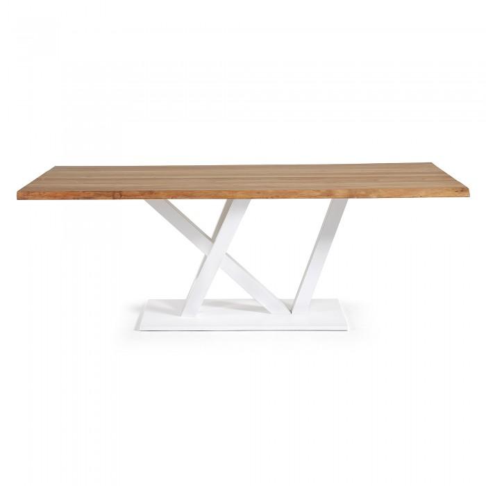 Mesa Nyc 220x100 epoxy blanco sobre roble