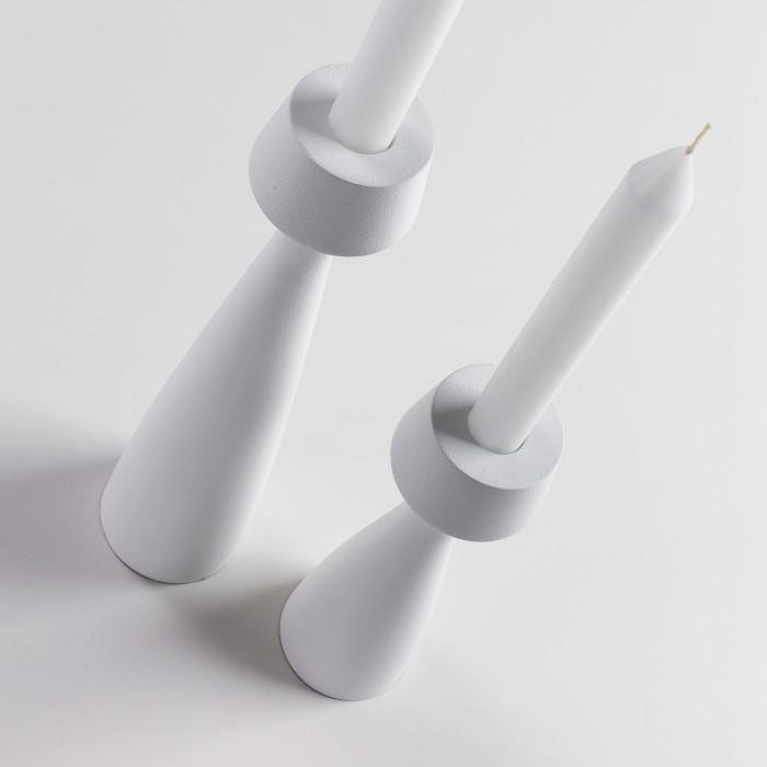 Set de 2 candelero Theo, blanco