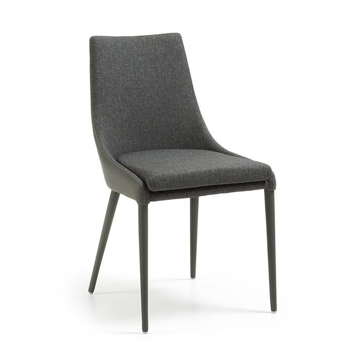 Silla Davi tela y piel, gris oscuro