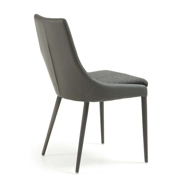 Silla Davi tela y piel, gris oscuro