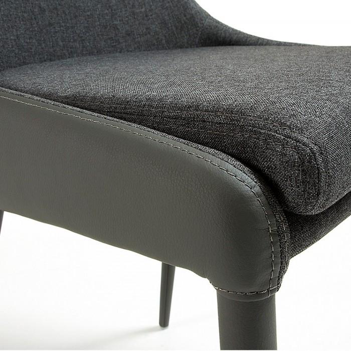 Silla Davi tela y piel, gris oscuro