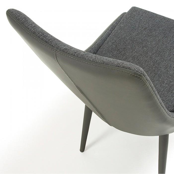 Silla Davi tela y piel, gris oscuro