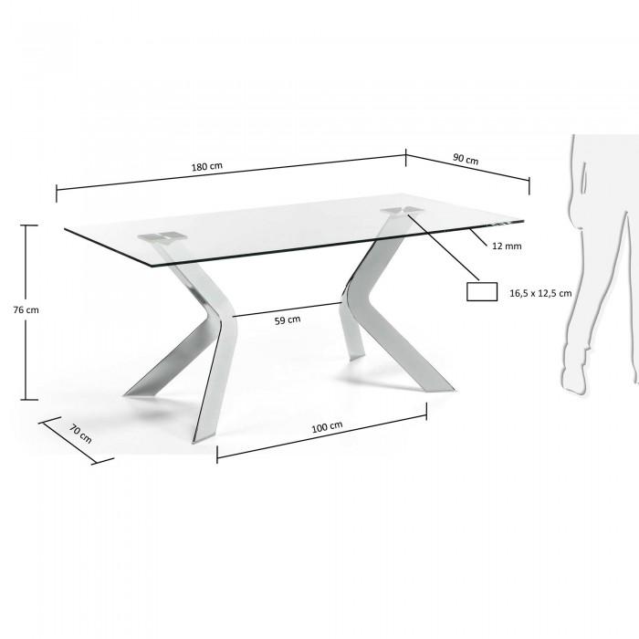Mesa Westport 180x90 cm, plata