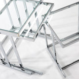 Set de 3 mesas nido Bliar, cristal transparente