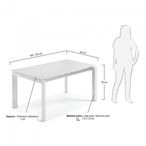 Mesa extensible Kila 160-230 cm, blanco