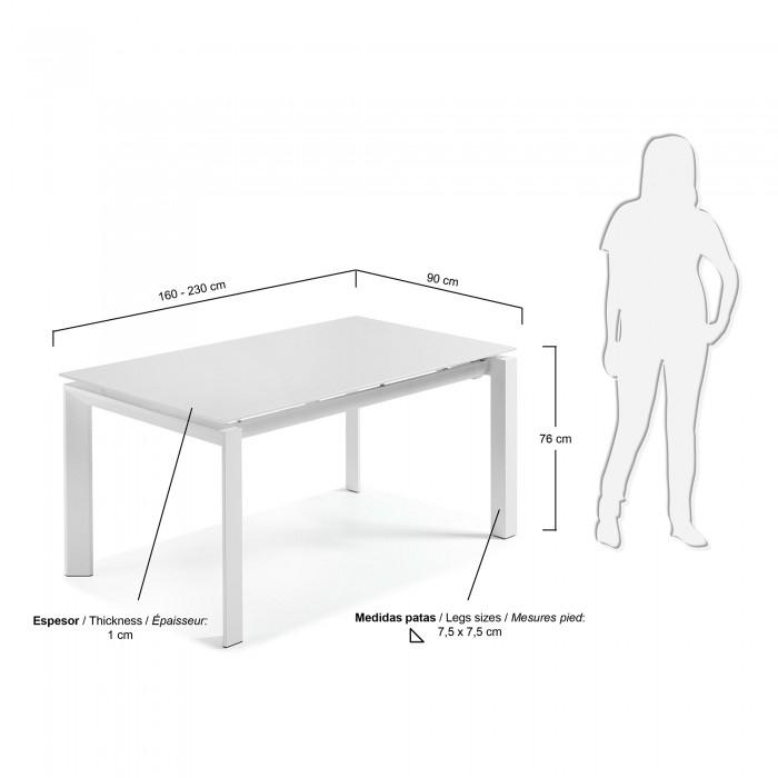 Mesa extensible Kila 160-230 cm, blanco