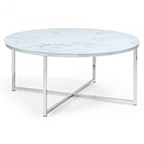 Mesa de centro Divid 80 cm, cristal efecto mármol