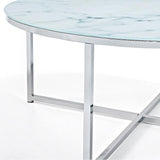 Mesa de centro Divid 80 cm, cristal efecto mármol