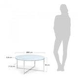 Mesa de centro Divid 80 cm, cristal efecto mármol