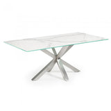 Mesa New Argo 180x90, Inox. Mate y Kalos blanco