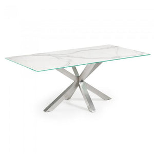 Mesa New Argo 180x90, Inox. Mate y Kalos blanco