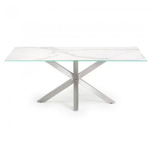 Mesa New Argo 180x90, Inox. Mate y Kalos blanco