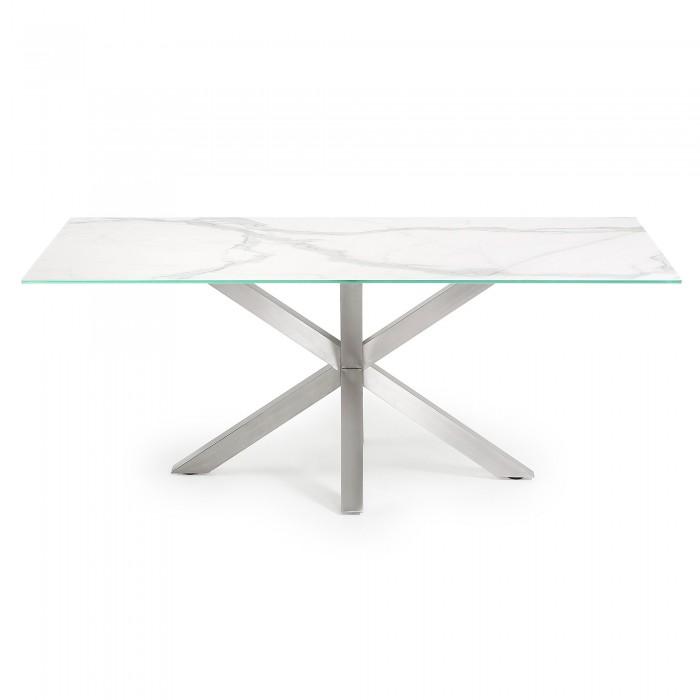Mesa New Argo 180x90, Inox. Mate y Kalos blanco