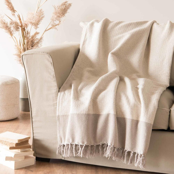 IDEAL Colcha de algodón beige 160x210