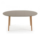 Mesa extensible Oqui ovalada 120-200 cm, natural y marrón