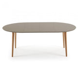 Mesa extensible Oqui ovalada 120-200 cm, natural y marrón