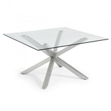 Mesa New Argo-C 149x149, Inox Mate cristal transparente