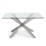 Mesa New Argo-C 149x149, Inox Mate cristal transparente