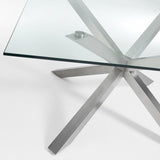 Mesa New Argo-C 149x149, Inox Mate cristal transparente