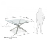 Mesa New Argo-C 149x149, Inox Mate cristal transparente