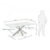 Mesa New Argo 180x90, Inox. Mate y Kalos blanco