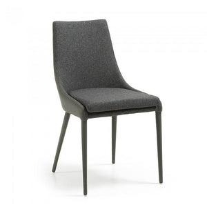 Silla Davi tela y piel, gris oscuro