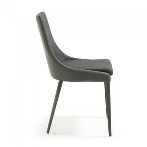 Silla Davi tela y piel, gris oscuro
