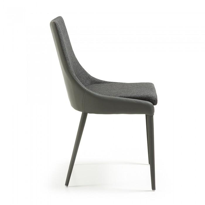 Silla Davi tela y piel, gris oscuro