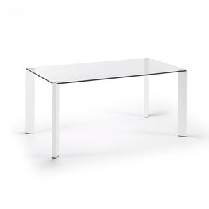 Mesa Spot 160x90 cm, blanco y cristal